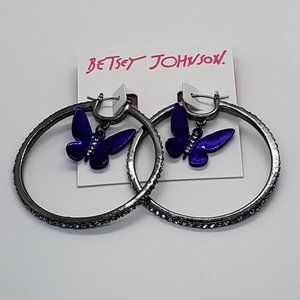 Betsey Johnson - Purple Butterfly Orbital Hoop Earrings